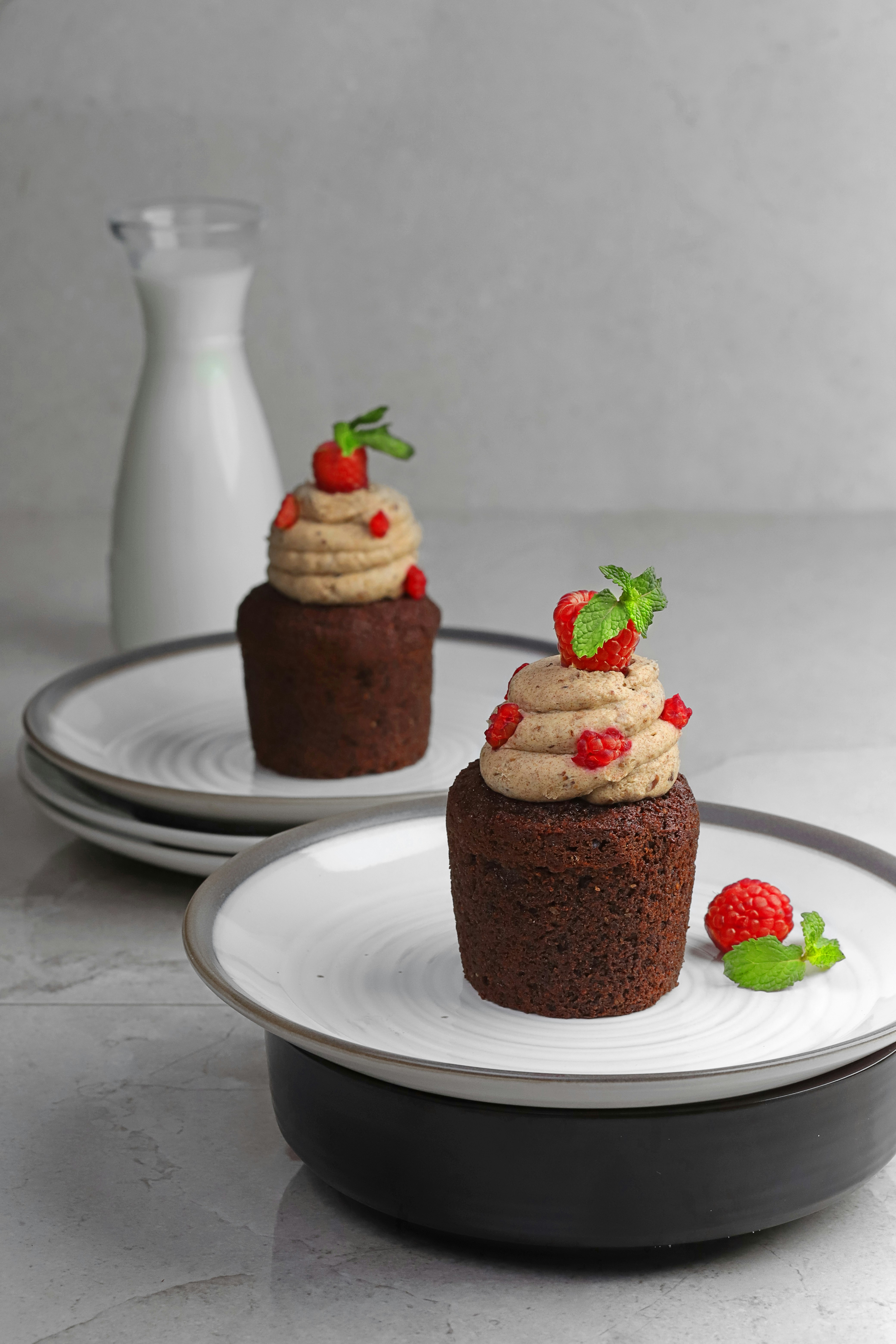 chocolate cake on white ceramic plate